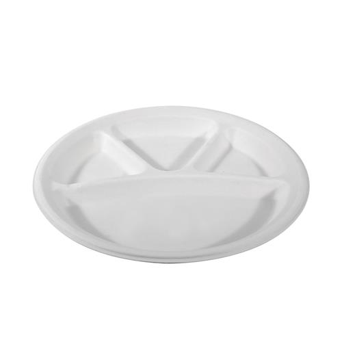 Dispoware ™ 12 Inch 4 compartment  Round Bagasse Plate | Biodegradable Plates