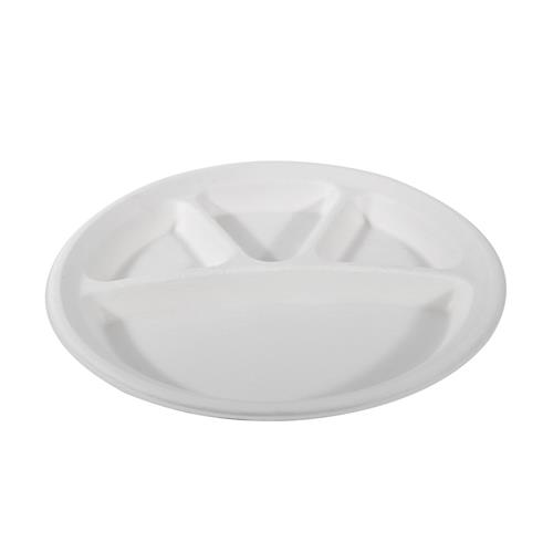Dispoware ™ 11 Inch 4 compartment  Round Bagasse Plate | Biodegradable Plates